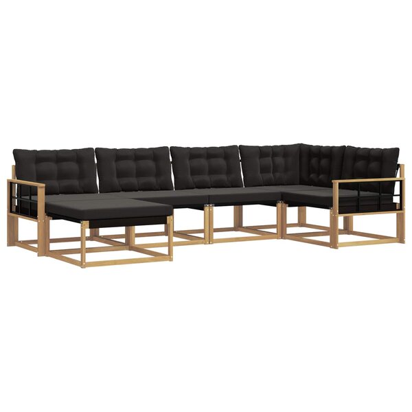 vidaXL Ensemble de canapés d'extérieur 6 Pièces Blanc et noir