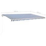 vidaXL Auvent manuel rétractable avec LED 5x3 m Bleu et blanc