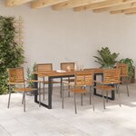 Ensemble de salle à manger de jardin 7 pièces Gris Poly Rattan Acacia