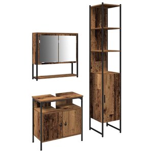 vidaXL Ensemble de mobilier de salle de bain 3 Pièces Bois Ancien