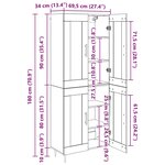vidaXL Haut Armoire Chêne artisanal 69 5 x 34 x 180 cm