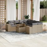 vidaXL Salon de jardin avec coussins 9 Pièces beige résine tressée