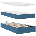 vidaXL Cadre de lit ottoman avec matelas bleu foncé 90x200 cm velours