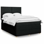 vidaXL Sommier à lattes de lit avec matelas Noir 140x190 cm Tissu