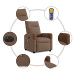 vidaXL Fauteuil inclinable de massage électrique marron tissu
