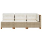 vidaXL Canapé de jardin avec coussins 3 places beige résine tressée