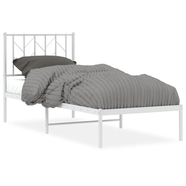 vidaXL Cadre de lit métal sans matelas avec tête de lit blanc 75x190cm
