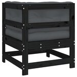 vidaXL Canapé d'angle avec coussins noir bois de pin solide