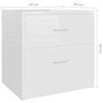 vidaXL Table de chevet Blanc brillant 40x30x40 cm bois d'ingénierie