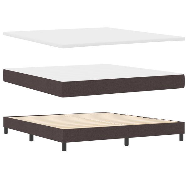 Lit Box Spring avec Matelas marron foncé 180x200 cm en tissu
