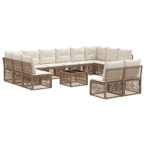 vidaXL Ensemble de canapé de jardin 13 Pièces Beige polyrotin