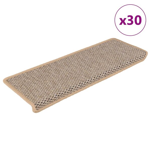 vidaXL Tapis d'escalier autocollants 30 Pièces 65x21x4 cm beige clair