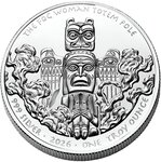 Pièce de monnaie en Argent 1 Dollar g 31.1 (1 oz) Millésime 2026 Native American Silver Dollars THE FOG WOMAN TOTEM POLE
