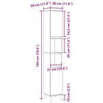 Meuble de salle de bain vidaXL Chêne noir 30x30x190 cm Bois d'ingénierie