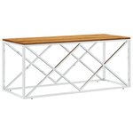vidaXL Table basse acier inoxydable et bois massif d'acacia