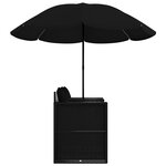 vidaXL Lit de jardin avec parasol Résine tressée Noir