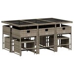 vidaXL Ensemble à manger de jardin 11Pièces avec coussins gris poly rotin