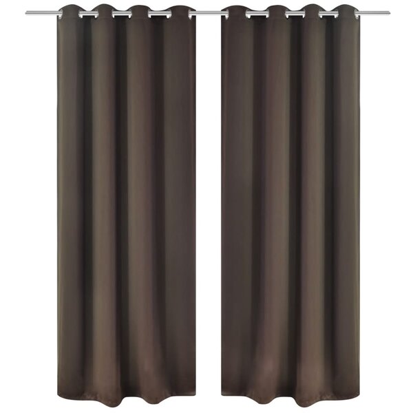 vidaXL Rideau occultant 2 Pièces et œillets métalliques 135x175 cm Marron
