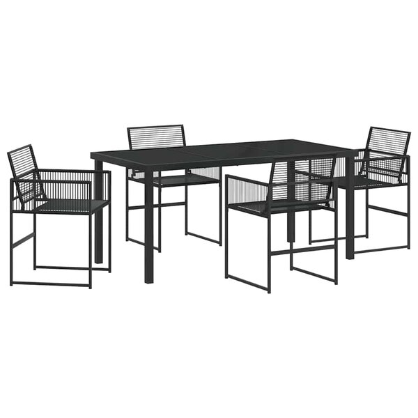 vidaXL Ensemble de salle à manger pour jardin 5 Pièces Noir polyrotin