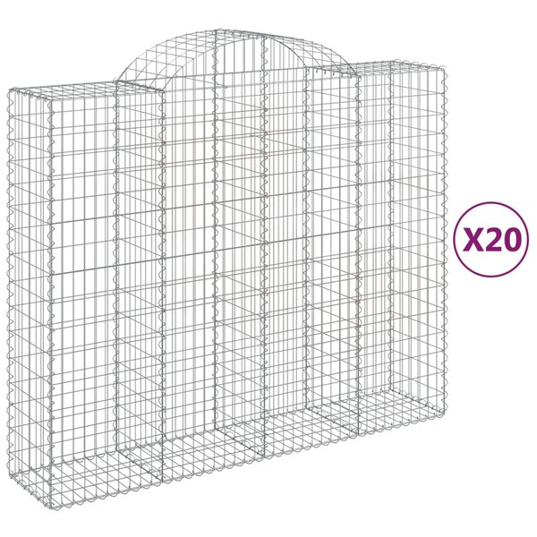vidaXL Paniers à gabions arqués 20 Pièces 200x50x160/180 cm Fer galvanisé