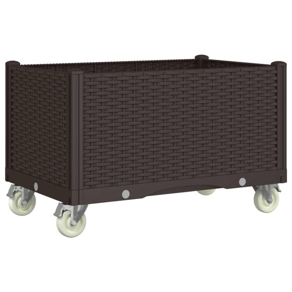 vidaXL Jardinière à roulettes marron 80x50x54 cm PP
