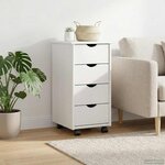 vidaXL Cabinet roulant 34 x 39 x 65 5 cm Bois de Pin Massif Blanc