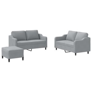 vidaXL Ensemble de canapés 3 Pièces avec coussins Gris clair Tissu