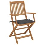 vidaXL Chaises pliables de jardin lot de 8 avec coussins Bois d'acacia
