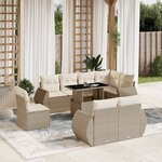 vidaXL Salon de jardin avec coussins 9 Pièces beige résine tressée