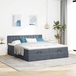 VidaXL Cadre de lit ottoman avec matelas gris foncé 180x200cm velours