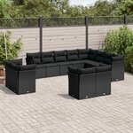 vidaXL Salon de jardin 12 Pièces avec coussins noir résine tressée