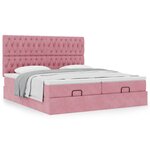 vidaXL Cadre de lit ottoman avec matelas rose 180x200 cm velours