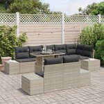 vidaXL Ensemble de canapé de jardin 9 Pièces Gris clair Poly rotin