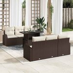 vidaXL Ensemble de canapé de jardin 7 Pièces Marron Poly rotin