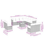 vidaXL Salon de jardin avec coussins 12 Pièces beige résine tressée