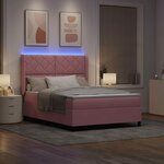 vidaXL Lit à Ressorts avec Matelas LED Rose 160 x 200 cm Velours
