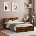 vidaXL Cadre de lit avec tête de lit et LED chêne fumé 140x200 cm