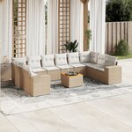 vidaXL Salon de jardin 11 Pièces avec coussins beige résine tressée