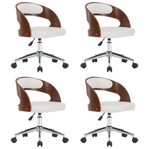 vidaXL Chaises pivotantes à manger lot de 4 bois courbé et similicuir