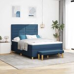 vidaXL Lit à ressorts avec tête de lit Bleu 190 x 140 cm tissu