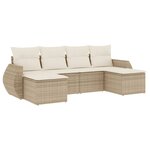 vidaXL Salon de jardin avec coussins 6 Pièces beige résine tressée