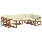 vidaXL Ensemble de canapés d'extérieur 9 pc Naturel et Crème