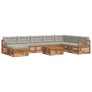 vidaXL Ensemble de canapés d'extérieur 9 Pièces Gris Naturel et Clair