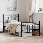 vidaXL Cadre de lit métal sans matelas avec pied de lit noir 90x200 cm