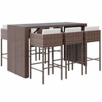 vidaXL Ensemble de bar de jardin avec coussins 7 Pièces marron poly rotin