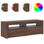 vidaXL Meuble TV avec lumières LED chêne marron 120x35x40 cm