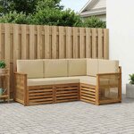 vidaXL Ensembles de canapés avec coussin 4 Pièces Bois d'Acacia Massif