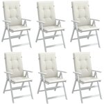 vidaXL Coussins de chaise à dossier haut lot de 6 crème mélangé tissu