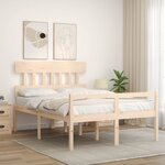 vidaXL Lit pour personne âgée et tête de lit petit double bois massif