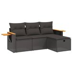 vidaXL Salon de jardin 4 Pièces avec coussins noir résine tressée